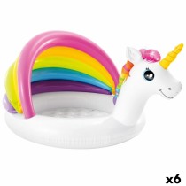 Aufblasbares Planschbecken für Kinder Intex Einhorn Markise 45 L 102 x 69 x 127 cm (6 Stück)