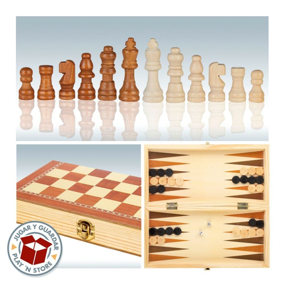 Schach- und Dame-Brett Colorbaby Backgammon Holz (6 Stück)