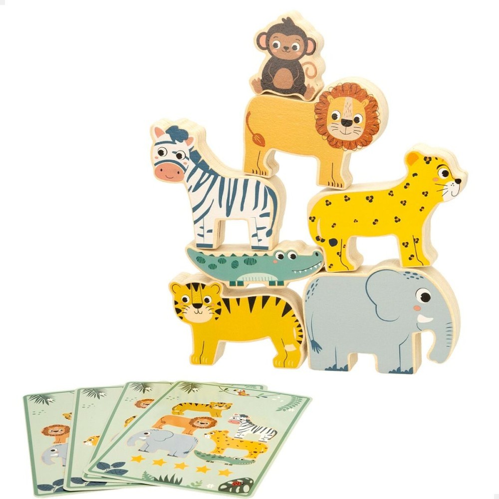 Building Game + Figures Woomax animals 16 Pieces 7 x 7 x 1,5 cm (6 Units)