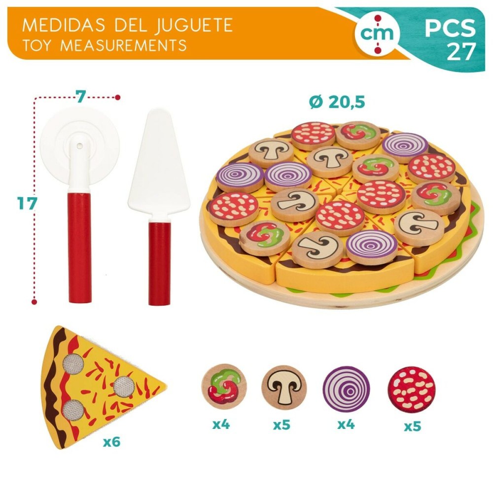 Jeu en bois Woomax Pizza 27 Pièces (6 Unités)