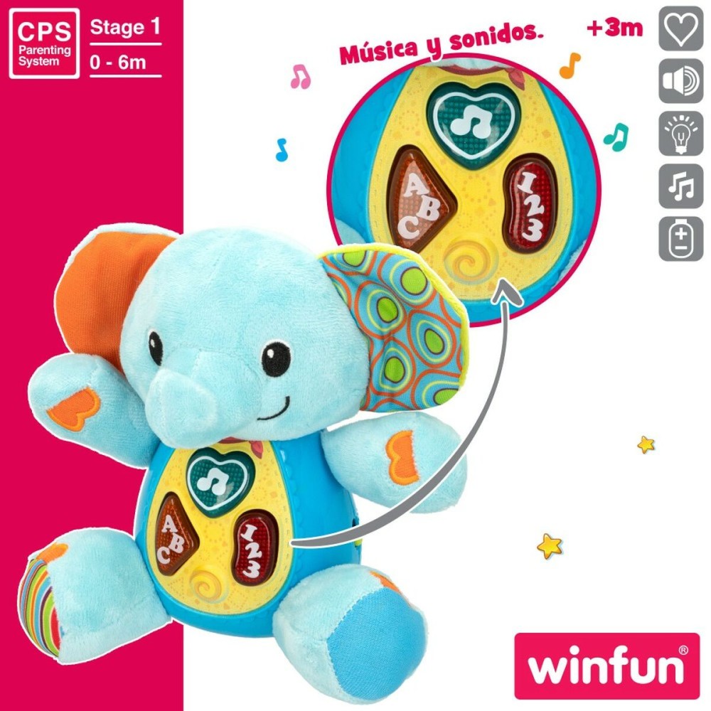 Peluche sonore Winfun Eléphant 17 x 17,5 x 10 cm (6 Unités)