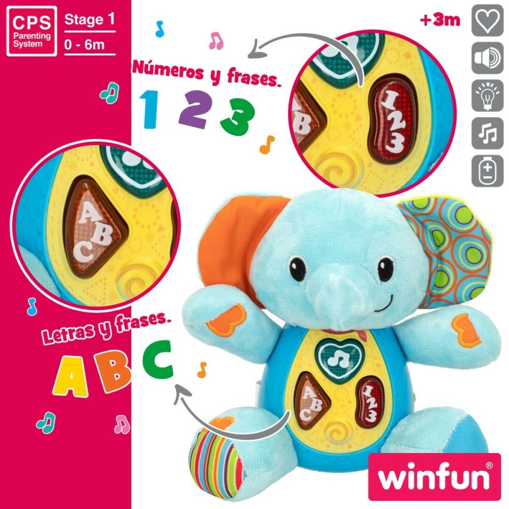 Peluche sonore Winfun Eléphant 17 x 17,5 x 10 cm (6 Unités)