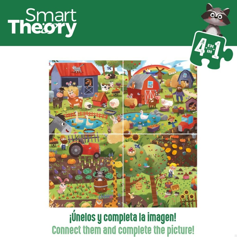 Child's Puzzle Colorbaby 4-in-1 174 Pieces Farm 68 x 68 cm (6 Units)