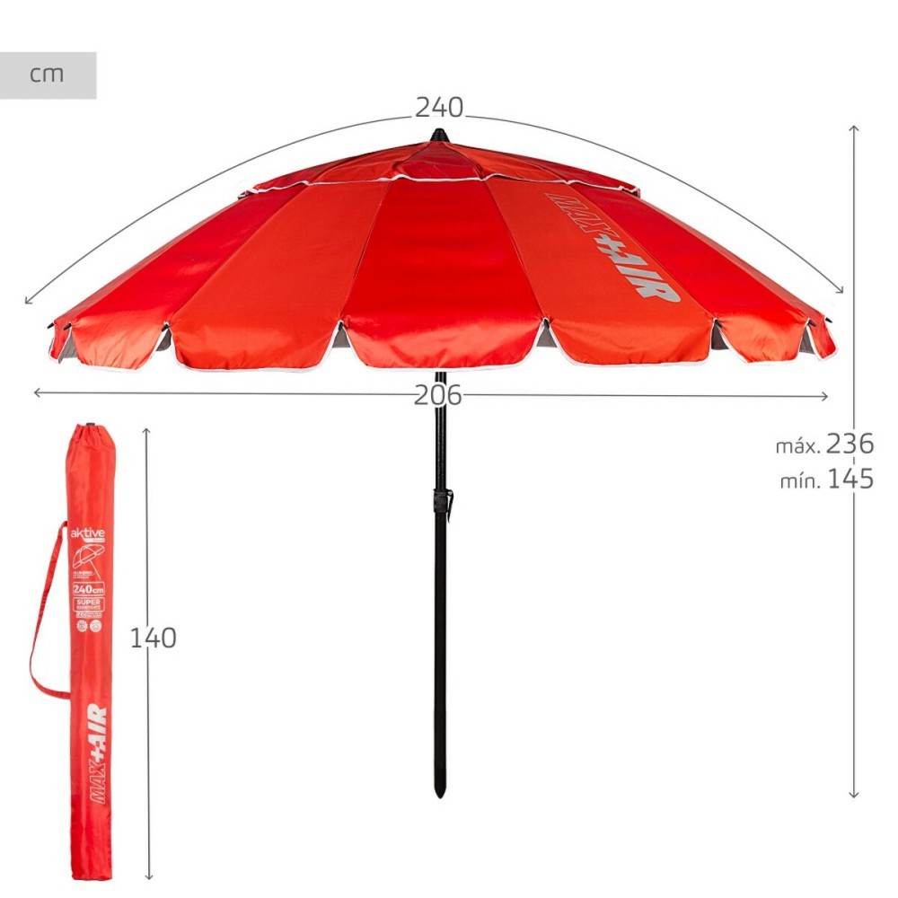 Parasol Aktive Rouge Aluminium 240 x 235 x 240 cm (6 Unités)