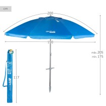 Parasol Aktive Bleu Polyester Aluminium 200 x 205 x 200 cm (6 Unités)