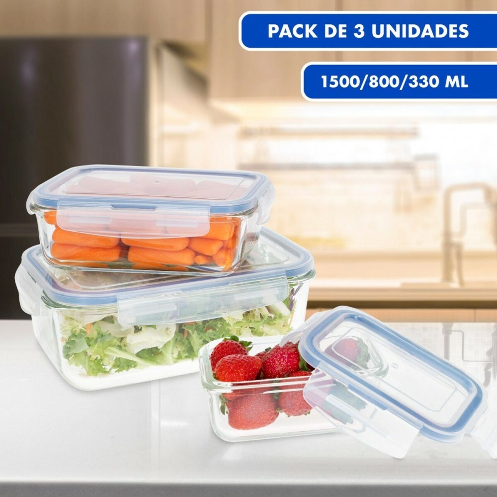 Set of Stackable Hermetically-sealed Kitchen Containers Max Home 6 Units 23 x 7,5 x 17,5 cm