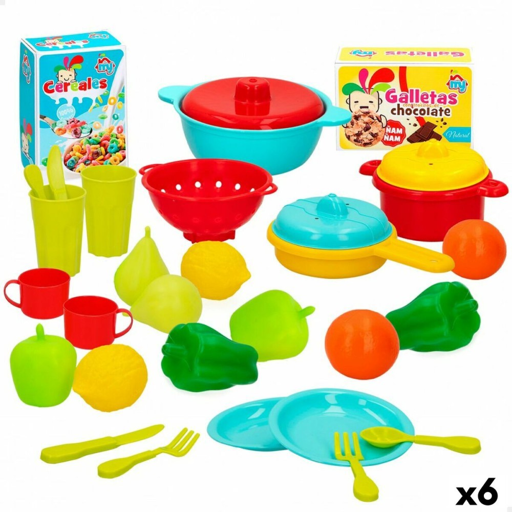 Kit aus Spielzeuglebensmittel Colorbaby Geschirr und Küchenutensilien 31 Stücke (6 Stück)