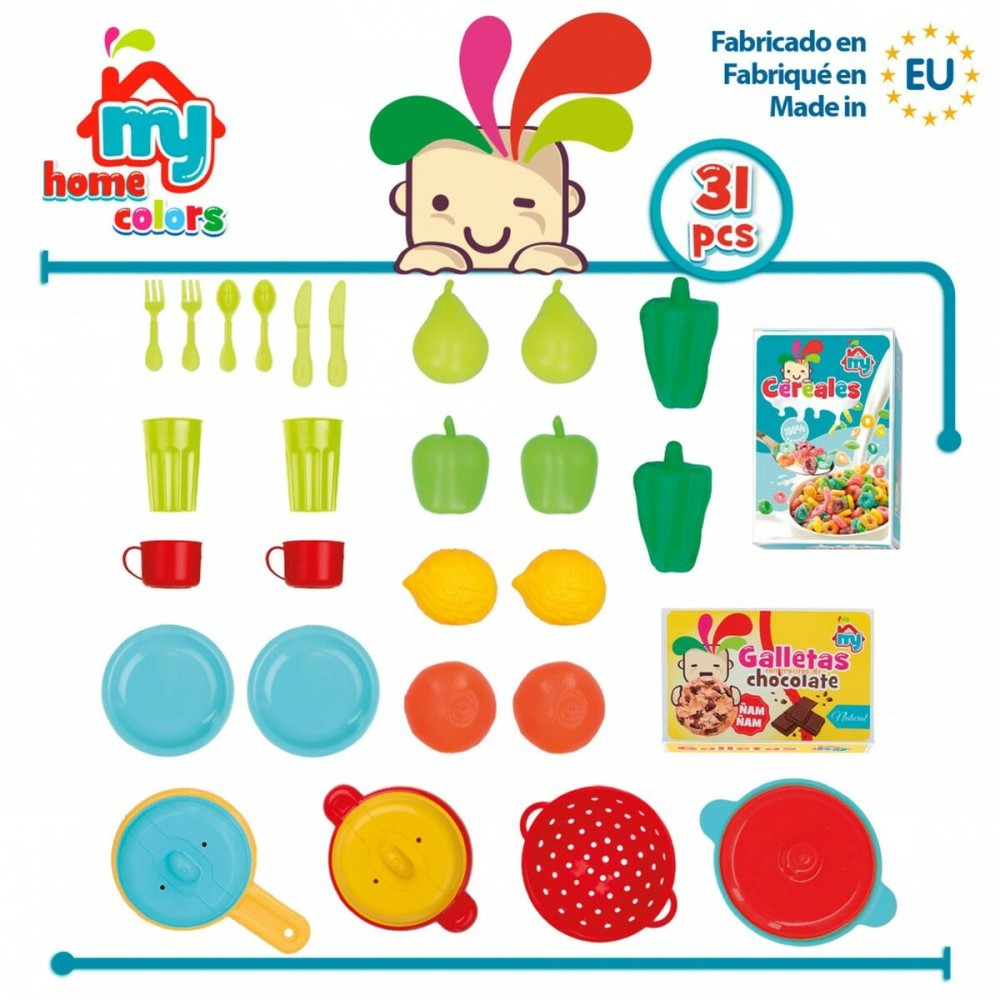 Set de jouets alimentaires Colorbaby Linge et ustensiles de cuisine 31 Pièces (6 Unités)