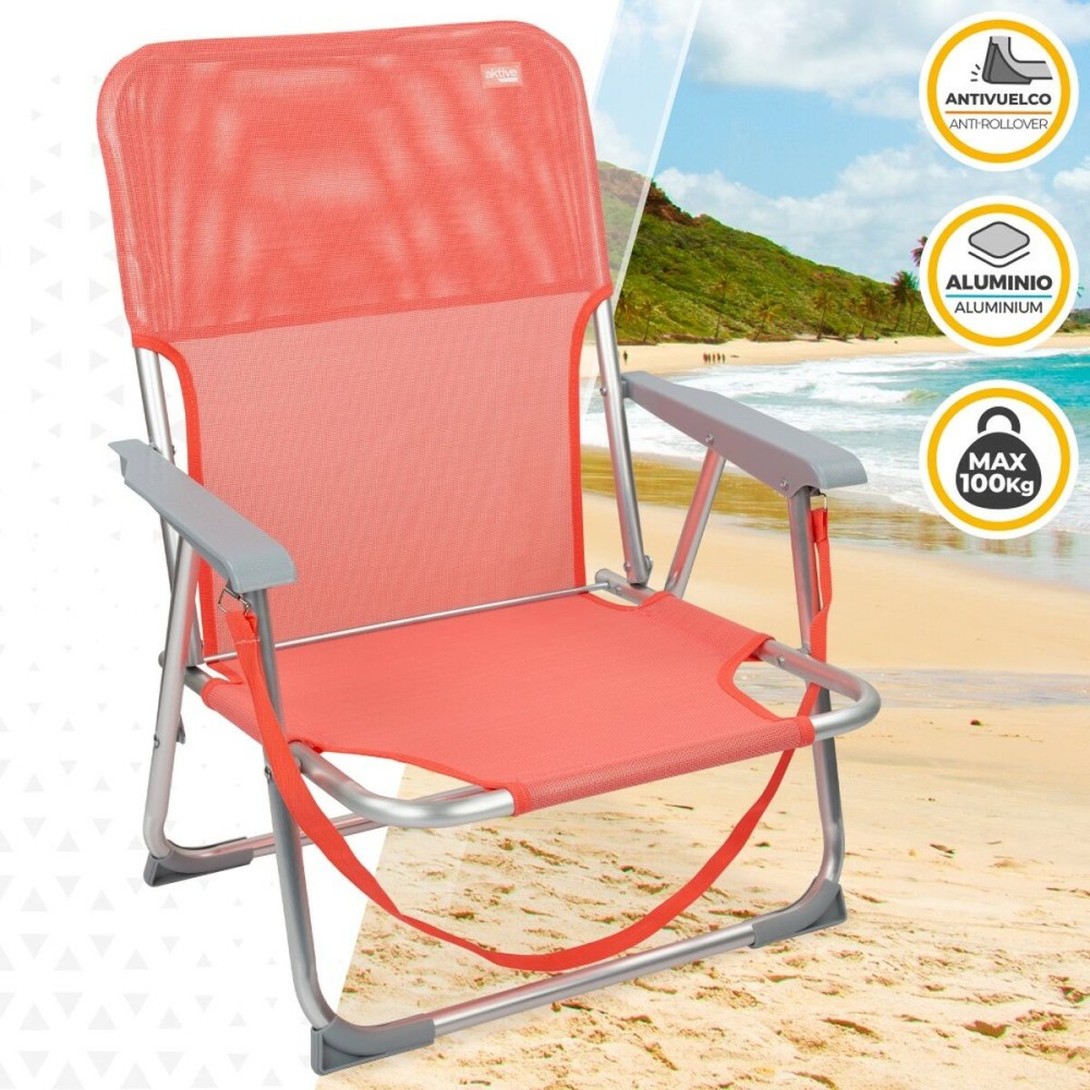 Folding Chair Aktive Flamingo Coral 44 x 72 x 35 cm (4 Units)