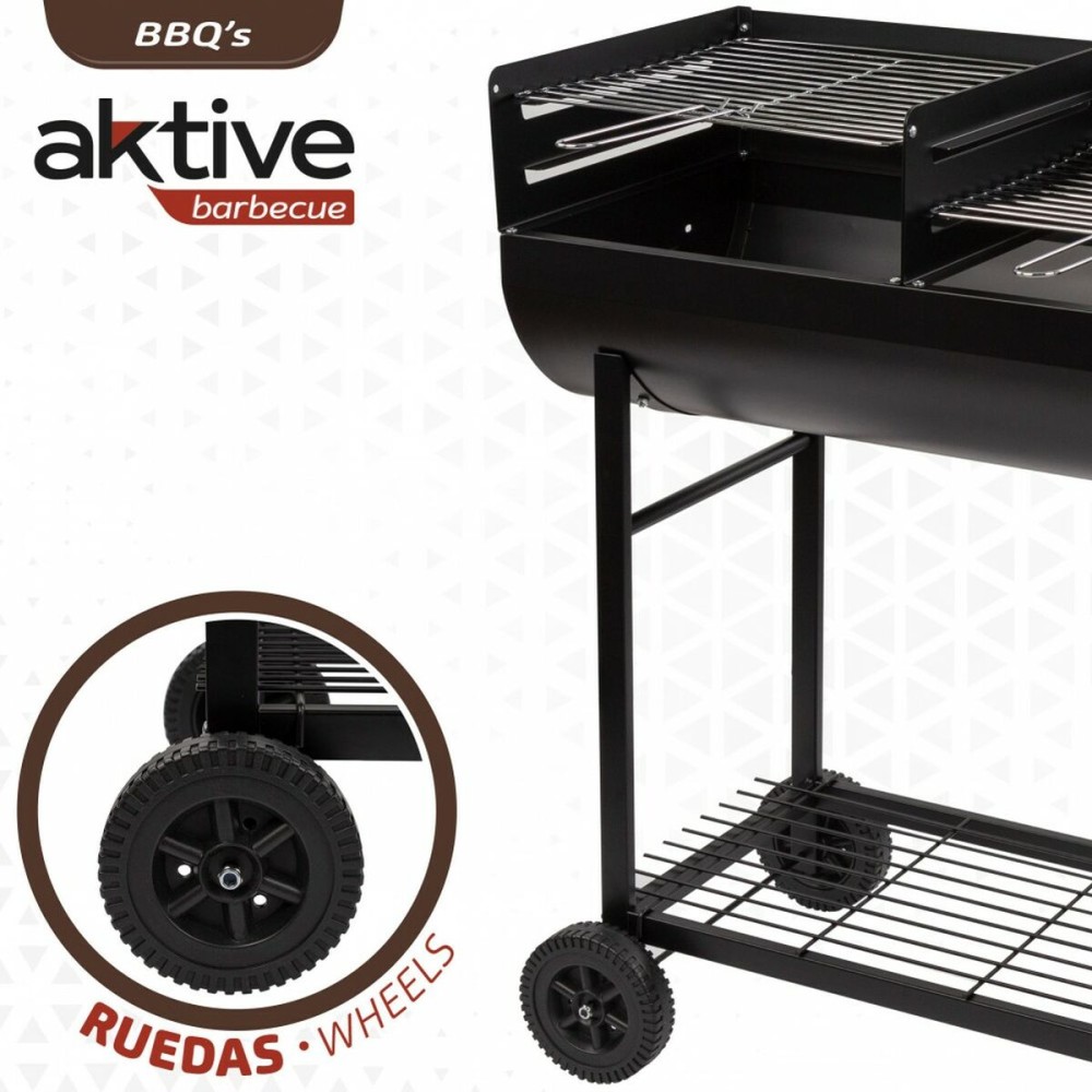 Roues de barbecue au charbon de bois Aktive Plastique Métal émaillé 97 x 96 x 42 cm Noir