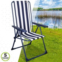 Gepolsterte Campingstuhl Aktive Gestreift Weiß Marineblau 46 x 101 x 59 cm (4 Stück)