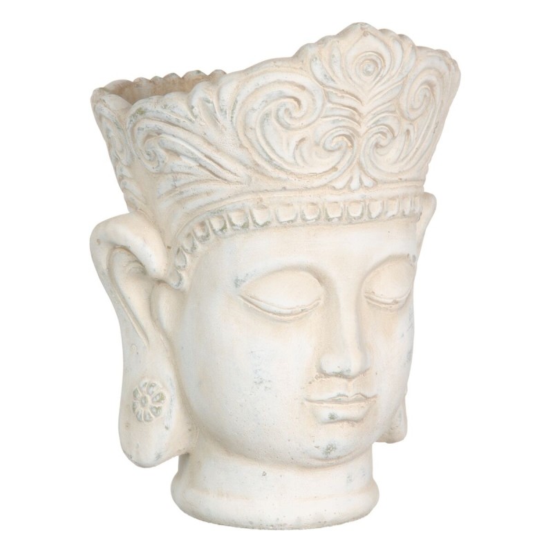 Blumentopf Creme Terrakotta Buddha Orientalisch 18,4 x 18,4 x 25,6 cm