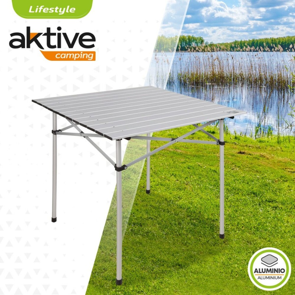 Folding Table Aktive Silver Aluminium 70 x 70 x 70 cm (4 Units)