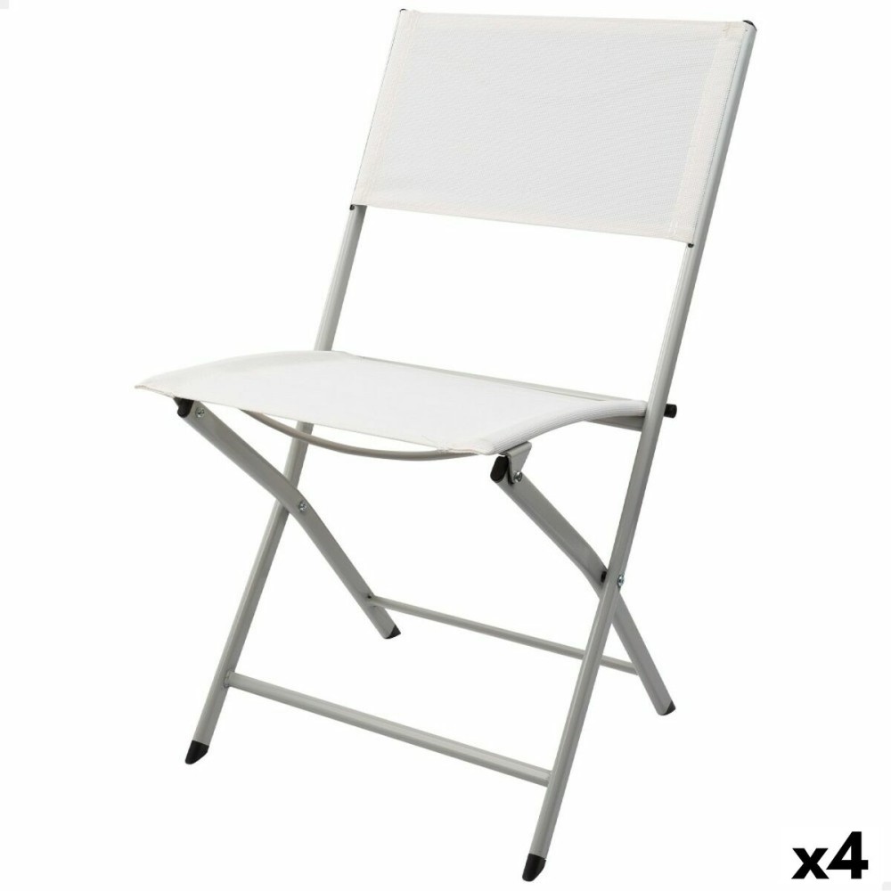 Gepolsterte Campingstuhl Aktive Weiß 46 x 81 x 55 cm (4 Stück)