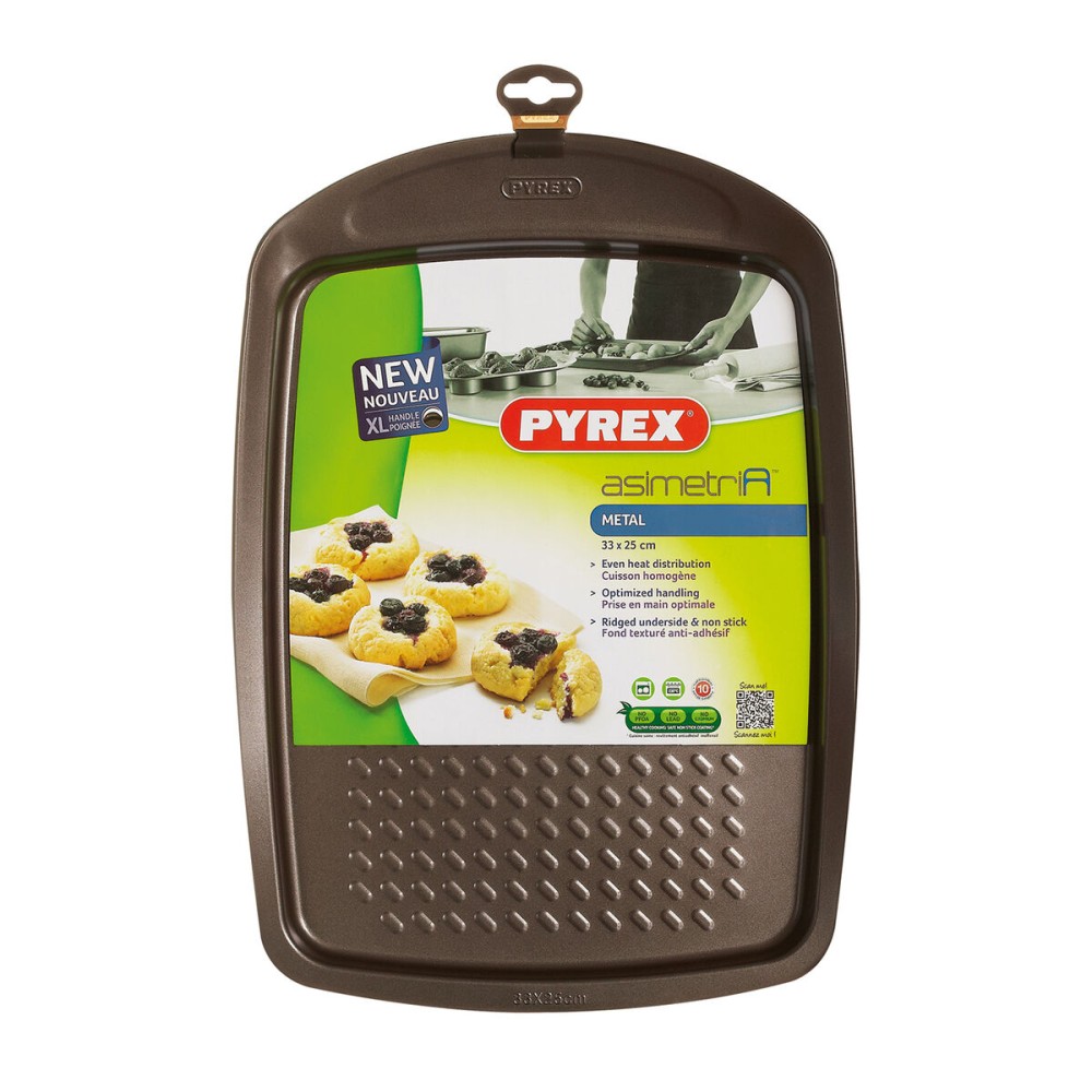 Moule pour four Pyrex Asimetria Rectangulaire Noir Métal 33 x 25 cm (6 Unités)