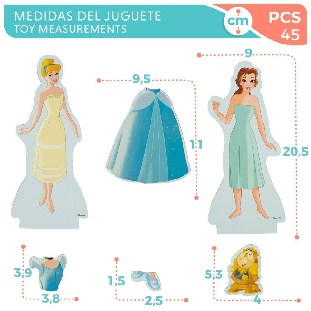 Figurines Disney Princess 45 Pièces 4 Unités 9 x 20,5 x 1,2 cm