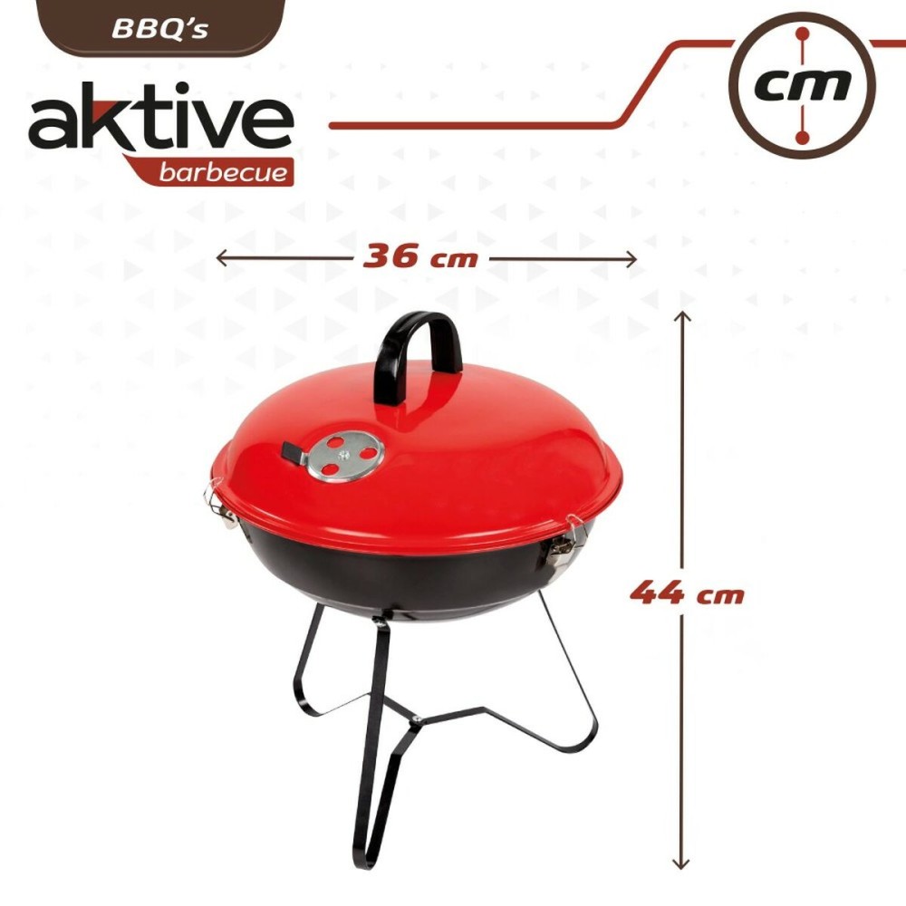 Grill Tragbarer Aktive Emailliertes Metall Ø 36 cm 36 x 44 x 36 cm (4 Stück) Rot