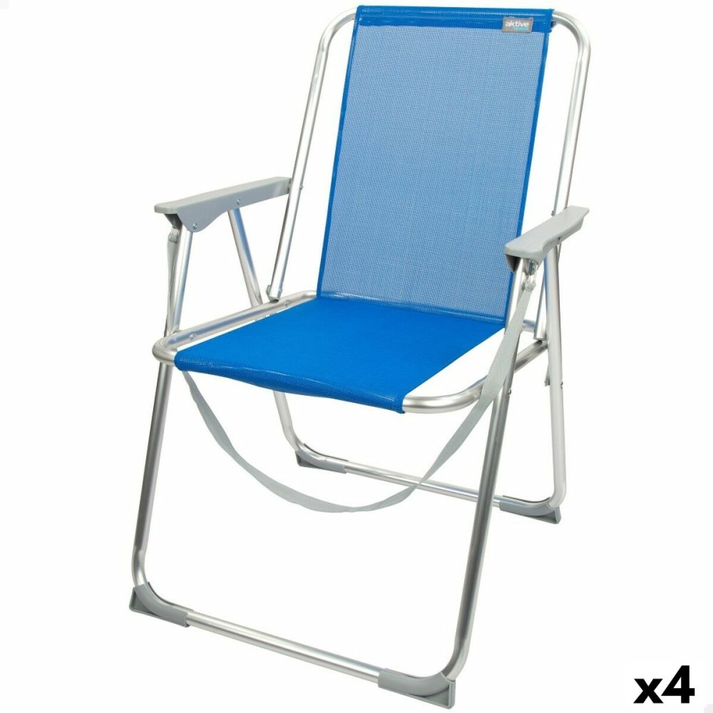 Gepolsterte Campingstuhl Aktive Gomera Blau 44 x 76 x 45 cm (4 Stück)