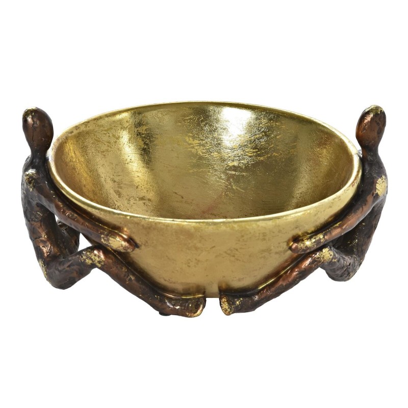 Decorative Figure DKD Home Decor Bowl Golden Copper Resin Persons Modern (23 x 20 x 12 cm)