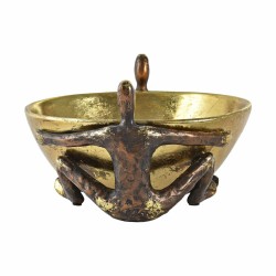 Decorative Figure DKD Home Decor Bowl Golden Copper Resin Persons Modern (23 x 20 x 12 cm)