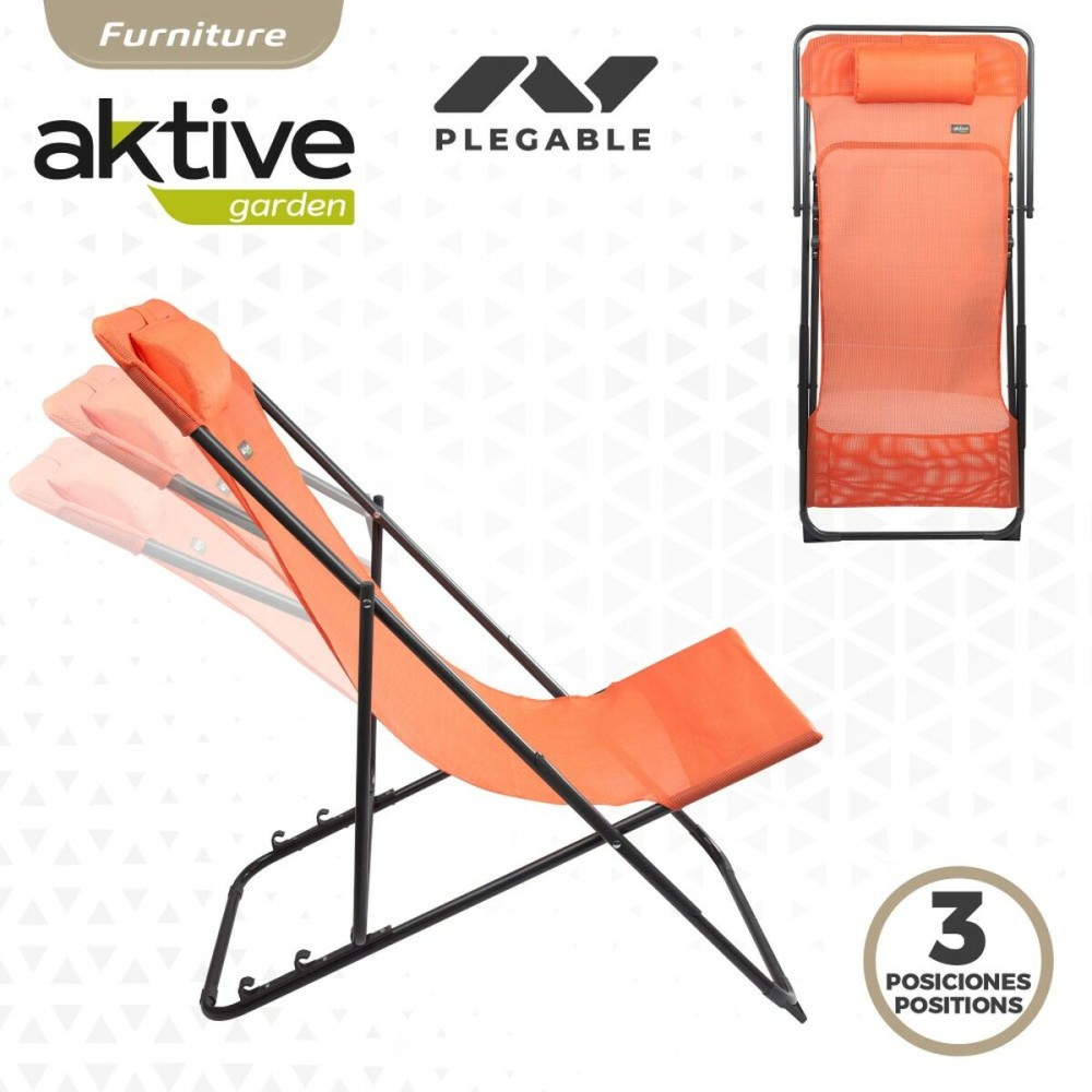 Chaise longue inclinable Aktive Orange 53 x 87 x 78 cm (4 Unités)