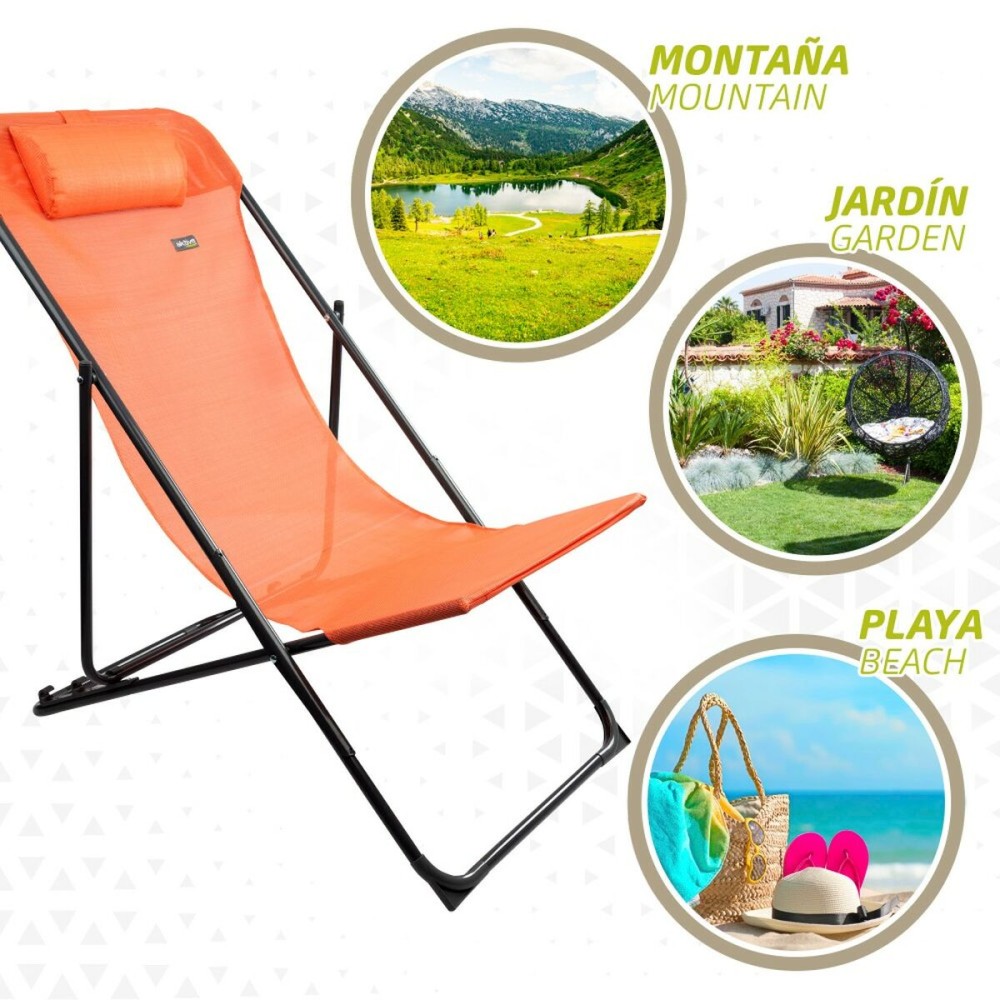 Chaise longue inclinable Aktive Orange 53 x 87 x 78 cm (4 Unités)