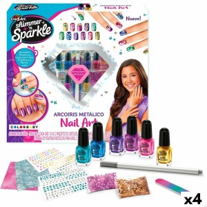 Ensemble de Beauté Cra-Z-Art 1,5 x 4,5 x 1,5 cm Enfant métallique Arc-en-ciel Ongles 4 Unités