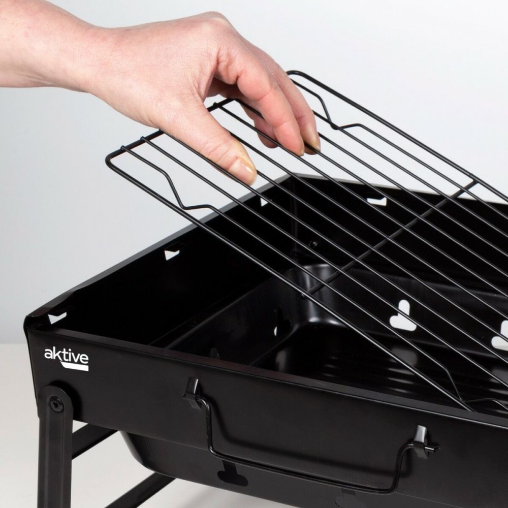 Barbecue Portable Aktive Rectangular Black Steel 40 x 20 x 28 cm