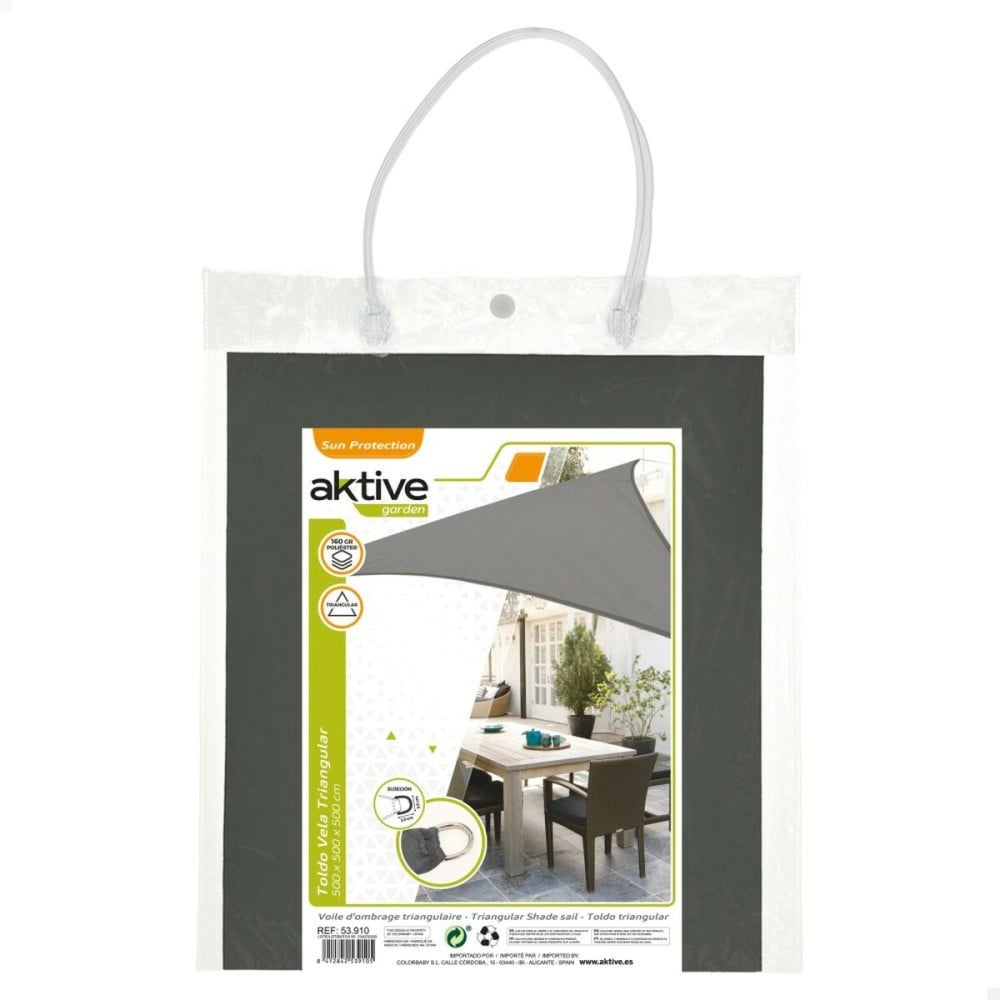 Awning Aktive Triangular 500 x 0,5 x 500 cm Grey Polyester (4 Units)