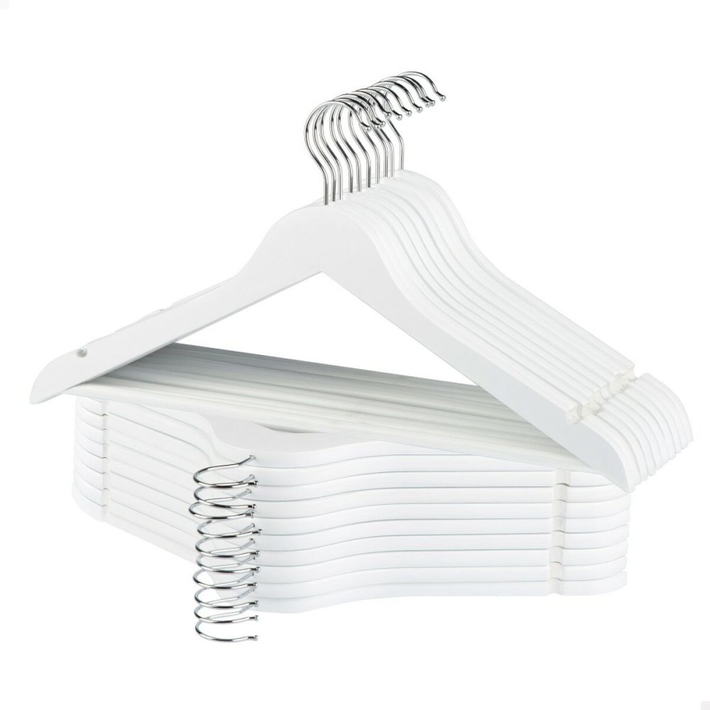 Set of Clothes Hangers Max Home White Wood Steel 44,5 x 23 x 1 cm 20 Pieces (4 Units)