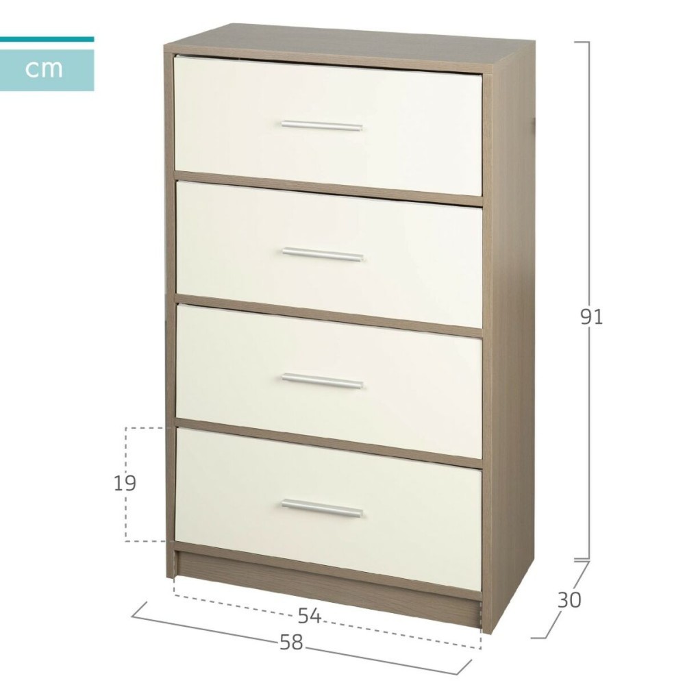 Chest of drawers Max Home White Grey Modern 58 x 91 x 30 cm