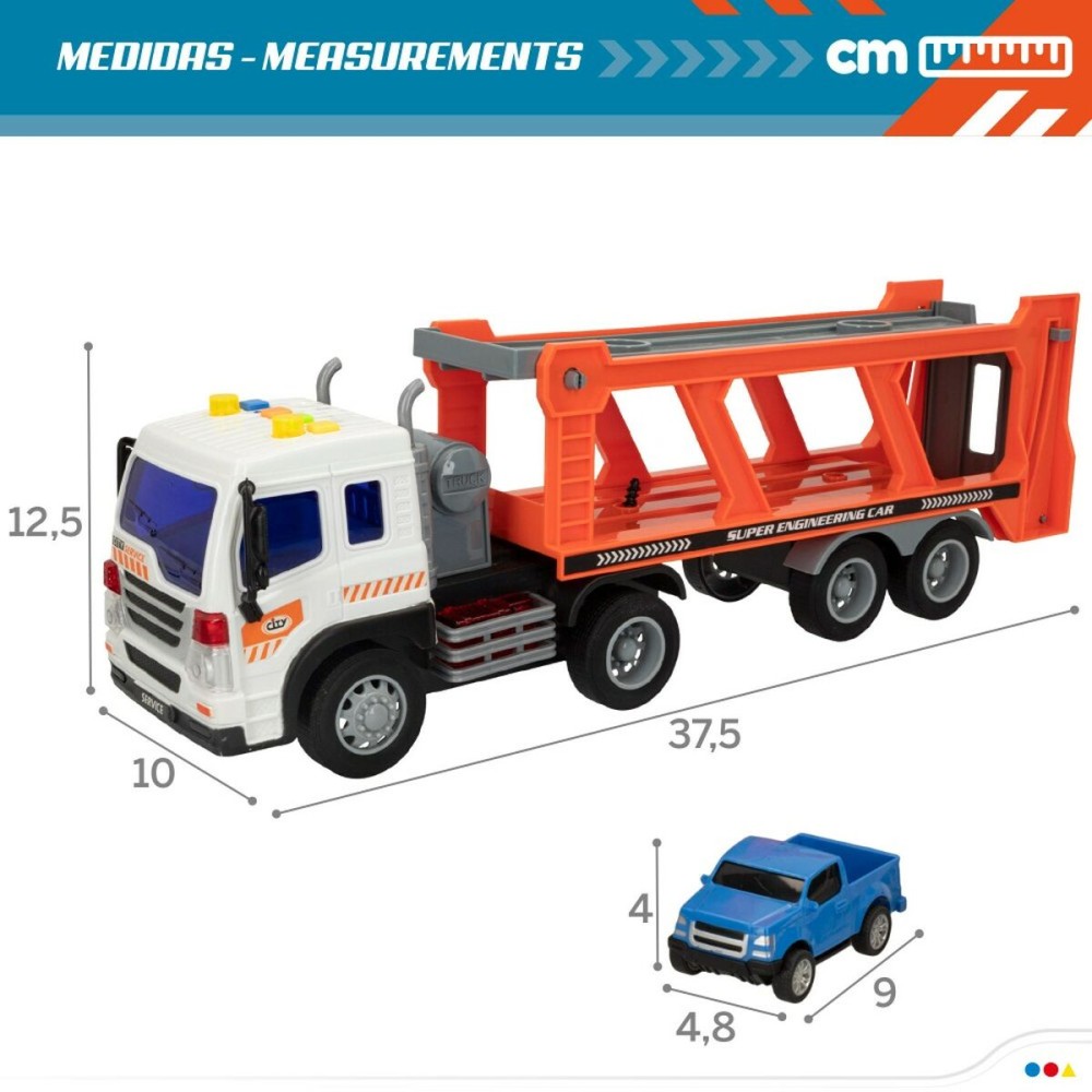 Camion porte-véhicules et Voitures à Friction Speed & Go 37,5 x 12,5 x 10 cm (2 Unités)