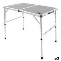 Folding Table Aktive Camping Grey 90 x 70 x 60 cm (2 Units)