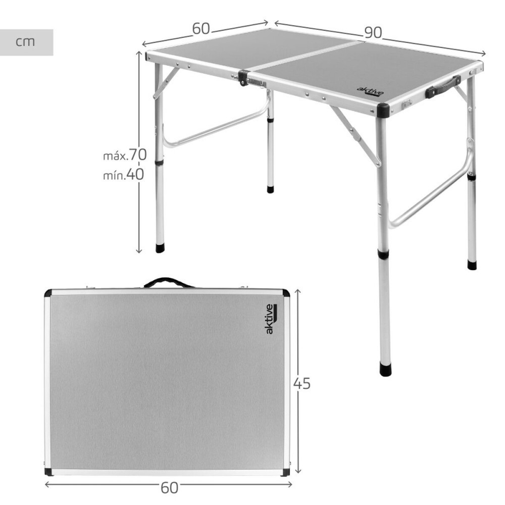 Table Klapptisch Aktive Camping Grau 90 x 70 x 60 cm (2 Stück)