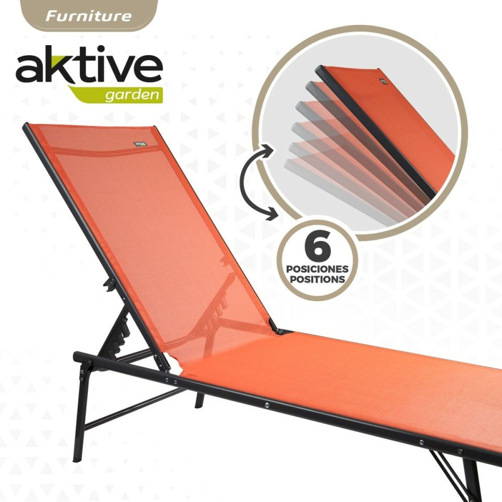 Chaise longue inclinable Aktive Orange 180 x 35 x 49 cm (2 Unités)