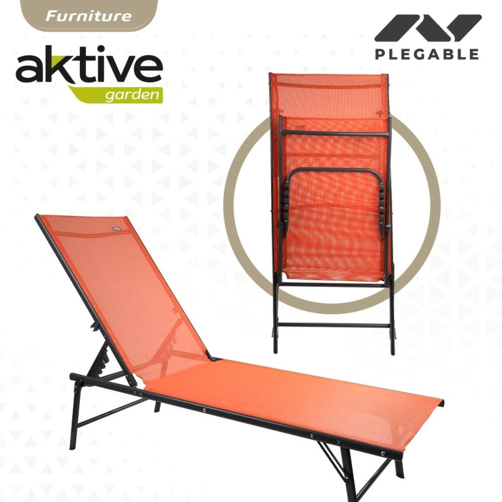 Chaise longue inclinable Aktive Orange 180 x 35 x 49 cm (2 Unités)