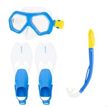 Tauchbrille mit Schnorchel und Flossen AquaSport Blau Junior (2 Stück)