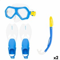 Tauchbrille mit Schnorchel und Flossen AquaSport Blau Junior (2 Stück)