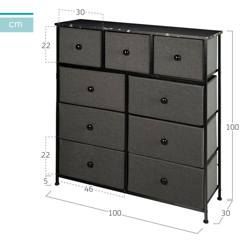 Chest of drawers Max Home Black Grey Marble 100 x 100 x 30 cm