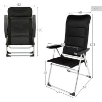 Beach Chair Aktive Deluxe Foldable Black 49 x 123 x 67 cm (2 Units)