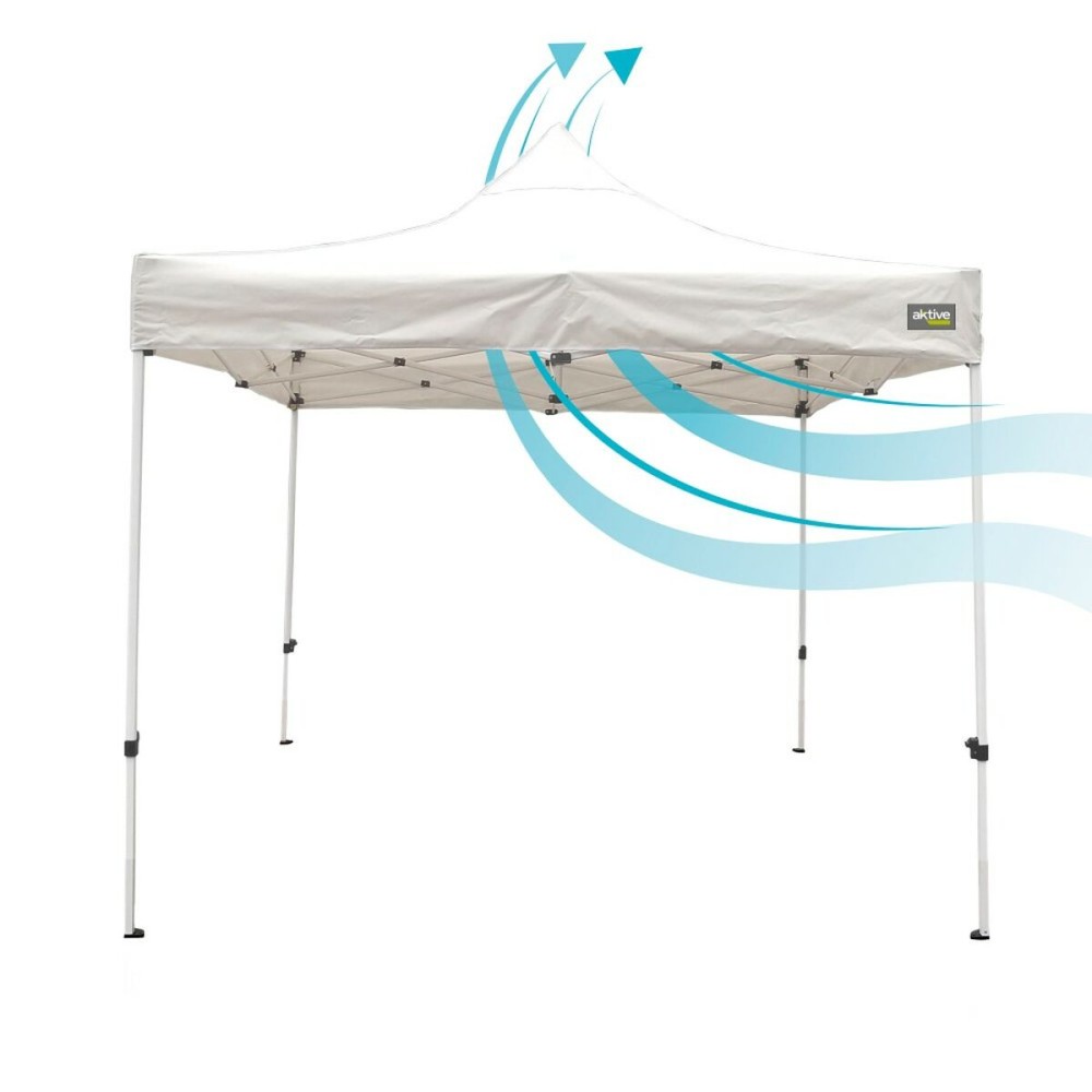 Gazebo Aktive Foldable Adjustable height Steel Polyester 420D Oxford White 300 x 320 x 300 cm