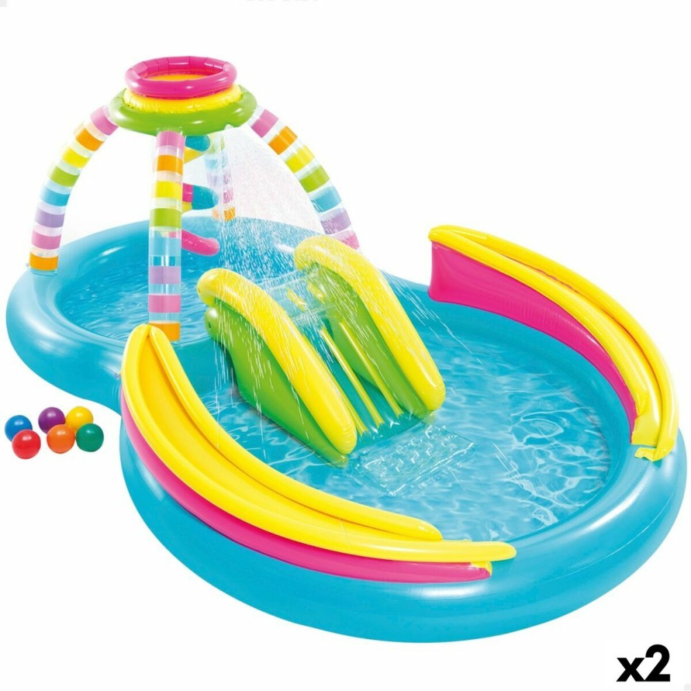 Aufblasbares Planschbecken für Kinder Intex Regenbogen 374 L 295 x 109 x 191 cm (2 Stück)