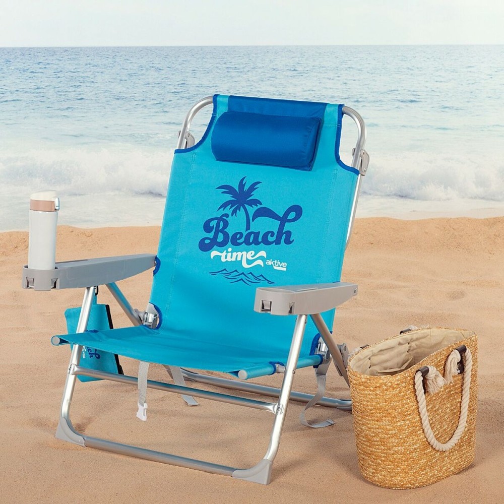 Beach Chair Aktive Foldable Blue 53 x 80 x 58 cm (2 Units)