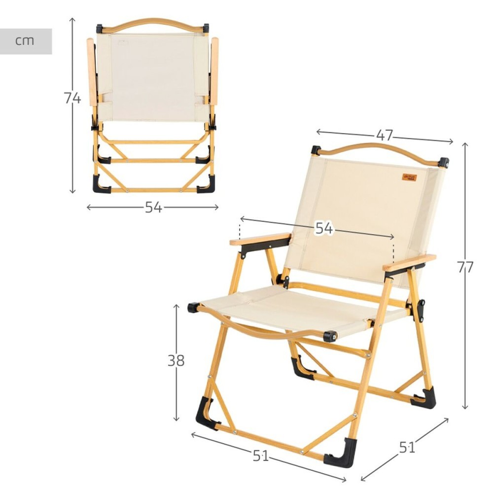 Foldable Camping Chair Aktive Sabana Soil 47 x 77 x 51 cm (2 Units)