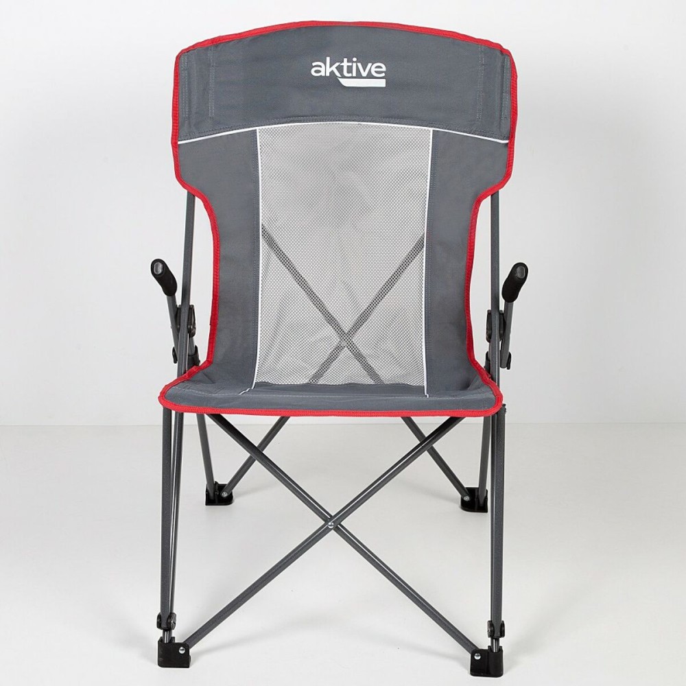 Foldable Camping Chair Aktive Grey 59 x 97 x 68 cm (2 Units)