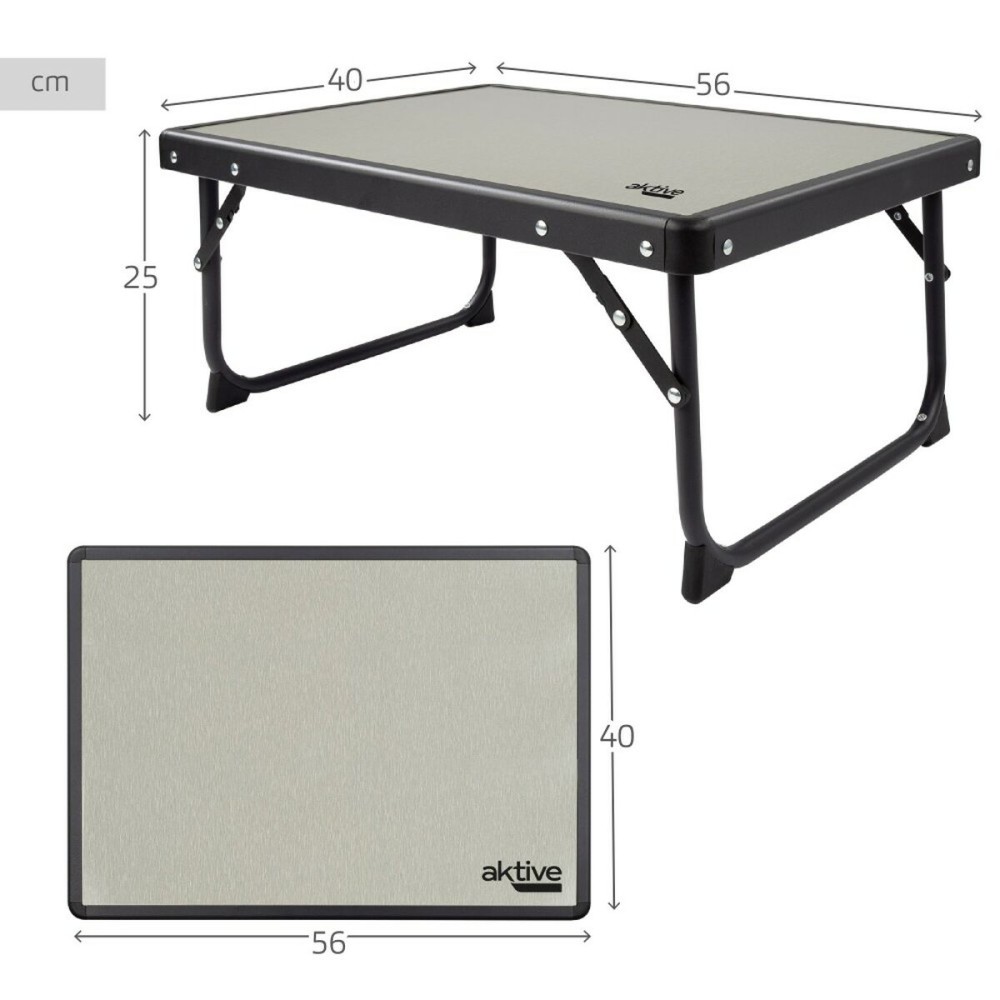 Table Piable Aktive Camping Gris 56 x 25 x 40 cm (2 Unités)