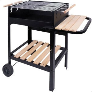 Holzkohlegrill mit Rädern Aktive Emailliertes Metall 100,5 x 88,5 x 40 cm Schwarz