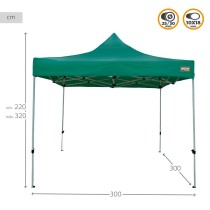 Gazebo Aktive Foldable Adjustable height Steel Polyester 420D Oxford Green 300 x 320 x 300 cm