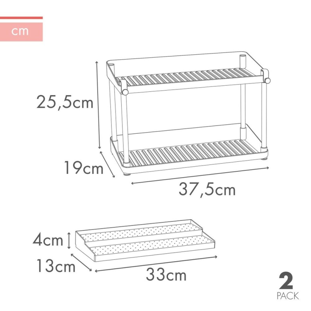 Organiseur pour placard de cuisine Max Home Blanc 2 Etagères 2 Unités 37,5 x 25,5 x 19 cm