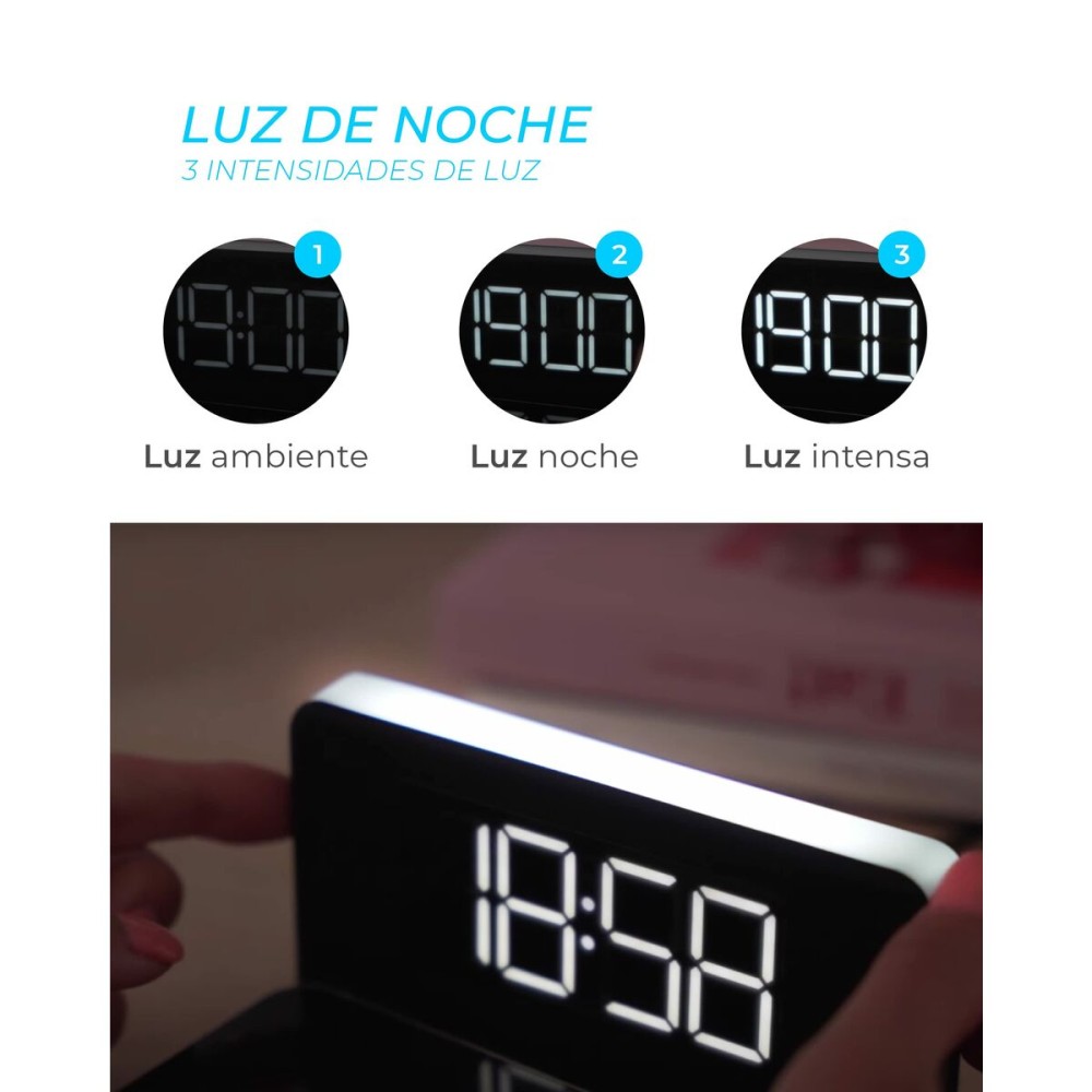 Alarm Clock with Wireless Charger KSIX Qi Black